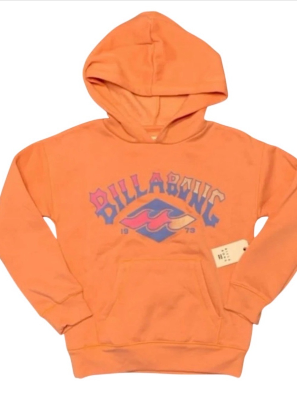 Billabong hoodie girls orange front pocket small/8 NWT